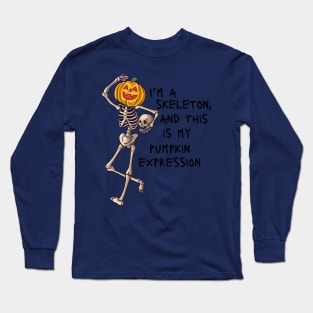 Skeleton Pumpkin Head Long Sleeve T-Shirt